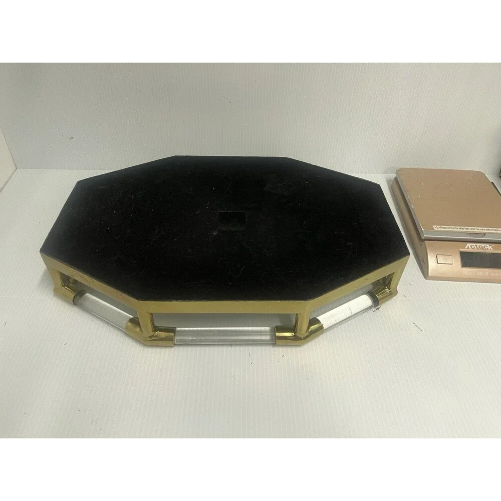 Jacques Style Octagon Big Tray Acrylic Glass Gold Tone Mirror